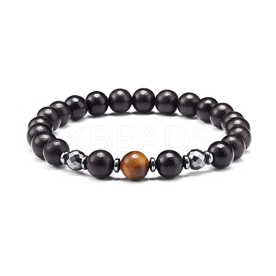 Energy Power Round Beads Stretch Bracelet for Men Women BJEW-JB06901-1