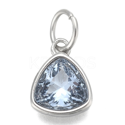 304 Stainless Steel Cubic Zirconia Pendant ZIRC-P080-B06-1