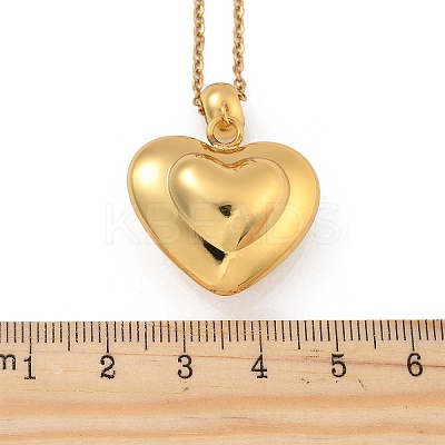 201 Stainless Steel Love Heart Pendant Necklaces for Women NJEW-Z069-01G-02-1