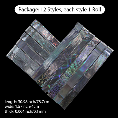 12 Rolls 2 Styles PET Aurora Nail Foils Floral Transfer Paper STIC-SP0001-08-1
