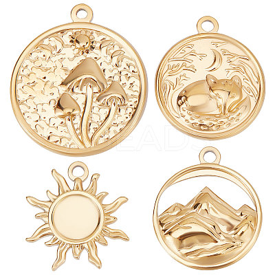 12Pcs 4 Style 304 Stainless Steel Pendants STAS-BBC0001-61-1