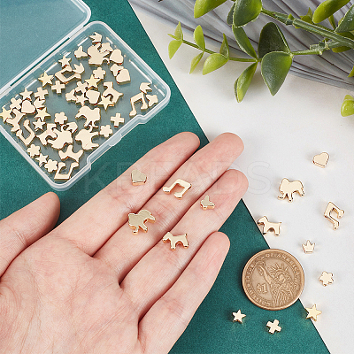 60Pcs 10 Style Brass Beads KK-PH0037-04-1