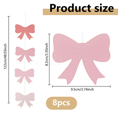 8Pcs Bowknot Decoration Paper Flag Banners AJEW-DC0003-25-1