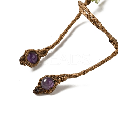 Natural Amethyst Bullet Braided Bead Bracelets BJEW-K225-01E-1