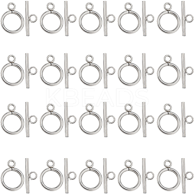 40Pcs 304 Stainless Steel Ring Toggle Clasps STAS-SC0007-42B-1