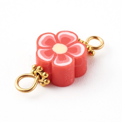 Flower Polymer Clay Links Connectors PALLOY-JF00716-1