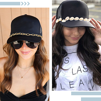 6Pcs 6 Styles Ocean Theme Cowrie Shell & Aluminum & Brass & Alloy Baseball Cap Chain HJEW-SC0002-37-1