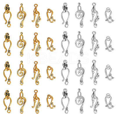 120 Sets 8 Styles Tibetan Style Alloy Hook and Eye Clasps FIND-PH0023-28-1