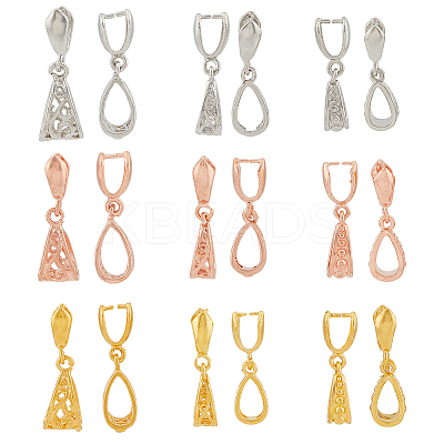 36Pcs 9 Style Rack Plating Brass Ice Pick Pinch Bails KK-FH0006-66-1