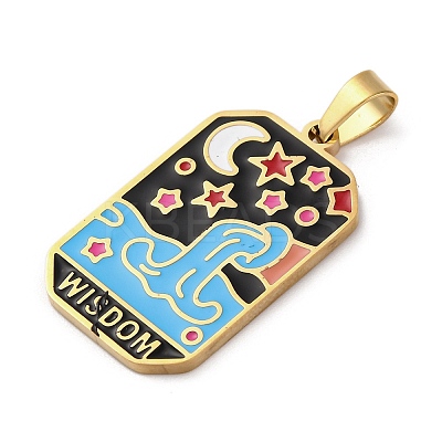 Ion Plating(IP) 304 Stainless Steel Enamel Pendants STAS-Q003-01G-013-1