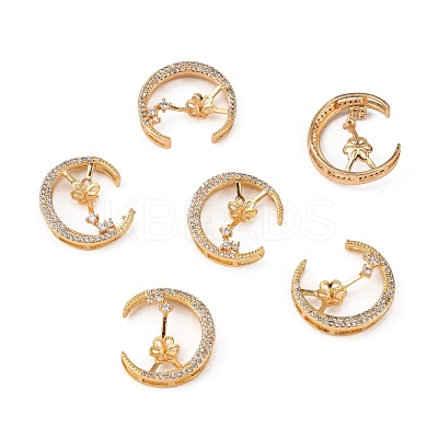 Brass Micro Pave Clear Cubic Zirconia Screw Eye Peg Bails KK-T062-110G-NF-1