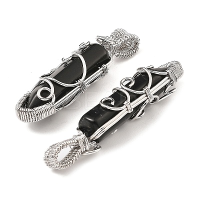 Natural Obsidian Pendants G-K338-28P-02-1