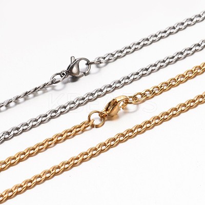 Boy's 304 Stainless Steel Curb Chain Necklaces NJEW-E026-13-1