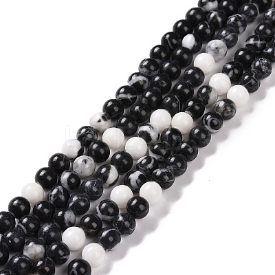 Round Natural Zebra Jasper Beads Strands G-R253-6mm-1
