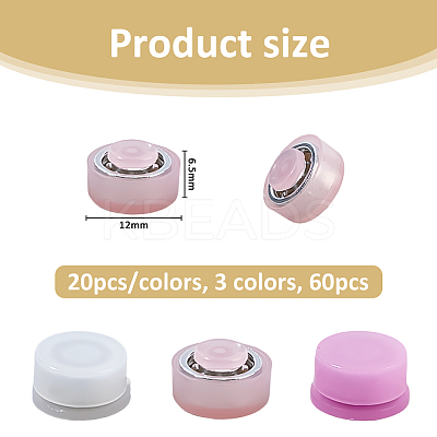 60Pcs 3 Colors Iron & PE 3D Nail Art Rotary Bearing for Nail Art Designs MRMJ-FH0001-59-1