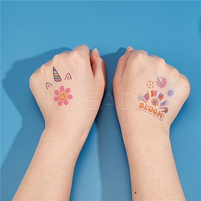 8 Sheets 8 Style Love and Peace Theme Paper Body Art Tattoos Stickers DIY-CP0007-55-1