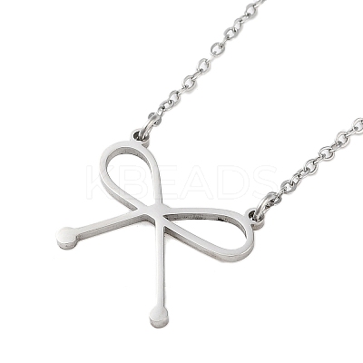 Non-Tarnish 304 Stainless Steel Bowknot Pendant Necklaces for Women NJEW-S434-01P-1