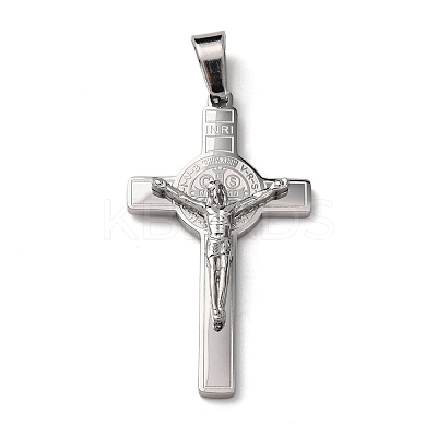 304 Stainless Steel Religion Jesus Cross Pendants X-STAS-F323-12P-1
