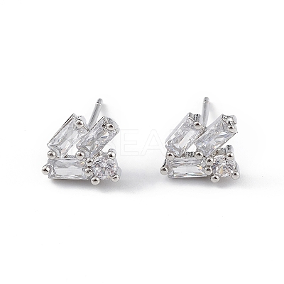 Clear Cubic Zirconia Geometric Stud Earrings EJEW-L234-085P-1