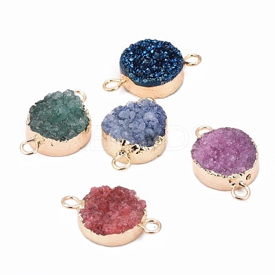 Natural Drusy Agate Flat Round Links connectors G-P090-17-1