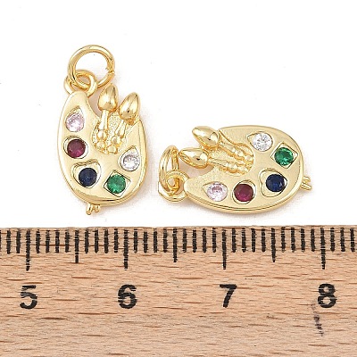 Brass Micro Pave Cubic Zirconia Pendants KK-G544-27G-1