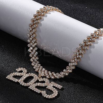 Brass Full Crystal Rhinestone 2025 Pendant Necklaces for Women LS-NJEW-Q005-01G-1