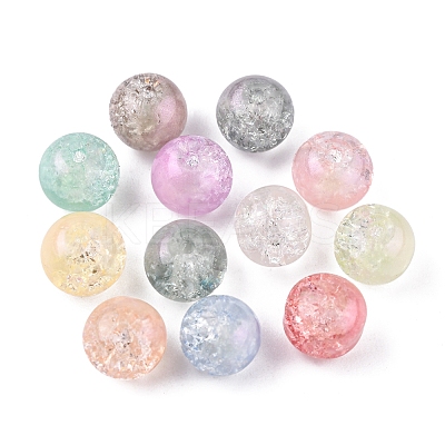 300Pcs 12 Colors Translucent Crackle Glass Beads Strands CCG-YW0001-14-1