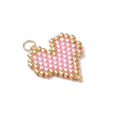 MIYUKI Delica Glas Seed Beaded Heart Pendants PALLOY-MZ00701-01-1