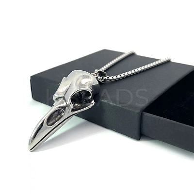 Nordic Viking Raven Skull Stainless Steel Men's Gothic Pendant Necklaces FQ2781-1