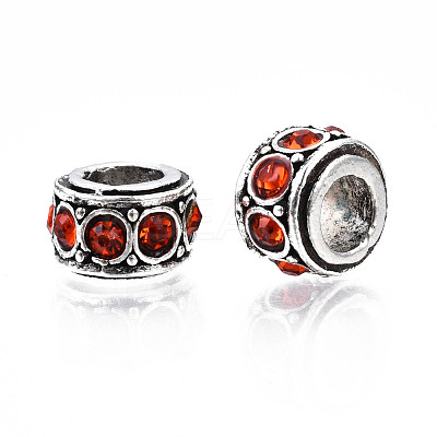 Alloy Rhinestone European Beads MPDL-Q212-001G-RS-1
