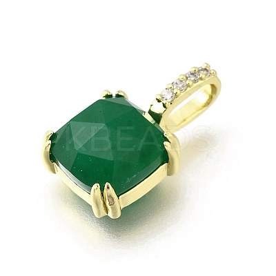 Dyed Natural Green Jade Faceted Pendants KK-U072-35G-02-1