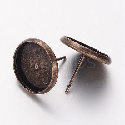 Antique Bronze Plated Brass Ear Stud Bezel Settings X-KK-H720-AB-NR-1