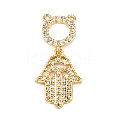 Brass Micro Pave Clear Cubic Zirconia Pendants KK-F919-41B-G-1