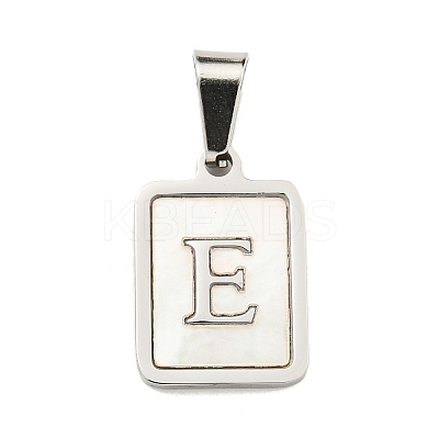304 Stainless Steel Pave Natural White Shell Pendants STAS-S130-03P-E-1