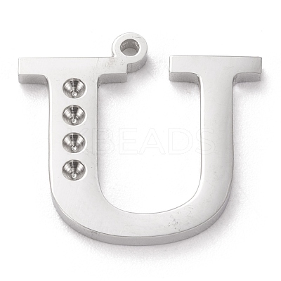 Tarnish Resistant 304 Stainless Steel Letter Pendant Rhinestone Settings X-STAS-J028-01U-1