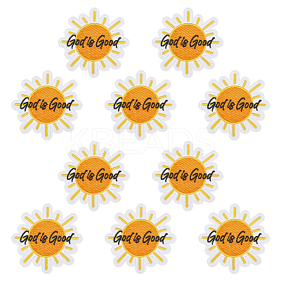 Sun with Word God is Good Polyester Clothing Patches PATC-WH0816-022-1