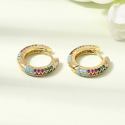 Brass Micro Pave Cubic Zirconia Hoop Earrings KK-CBA8324-24G-03-1