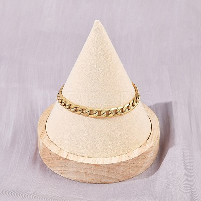 304 Stainless Steel Curb Chain Bracelets for Women BJEW-G757-14G-1