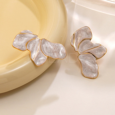 304 Stainless Steel Petaline Stud Earrings EJEW-D347-01G-1