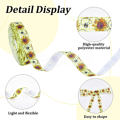 Polyester Bees Printed Grosgrain Ribbons SRIB-WH20020-018A-1