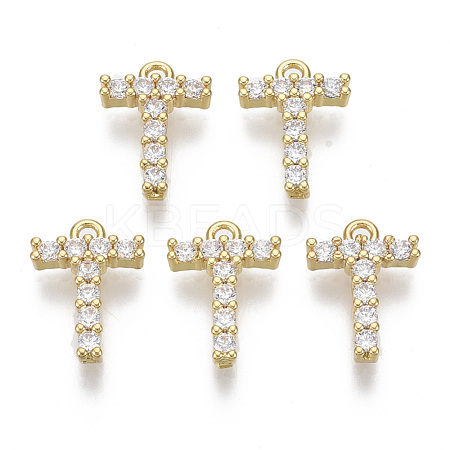 Brass Micro Pave Cubic Zirconia Charms KK-T060-05-T-G-NF-1