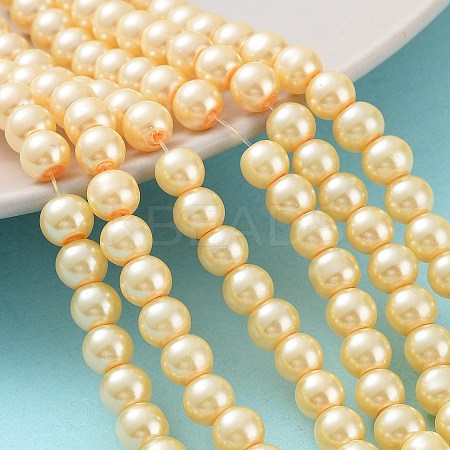 Baking Painted Pearlized Glass Pearl Round Bead Strands HY-Q003-6mm-61-1