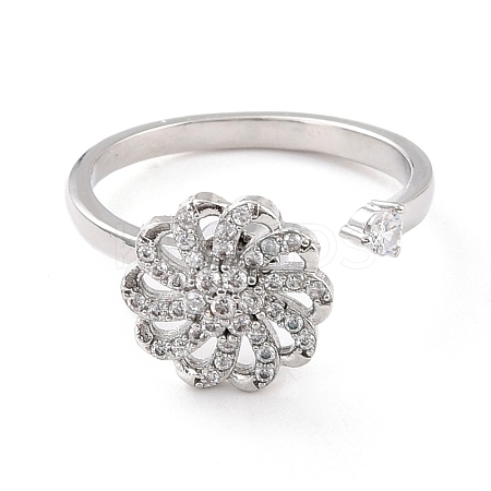 Flower Rotatable Open Ring for Women RJEW-M139-10P-1