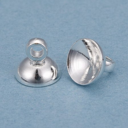 Rack Plating Brass Bead Cap Pendant Bails KK-O139-09A-S-1