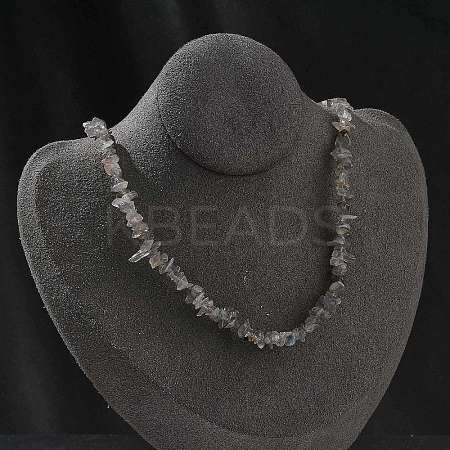 Natural Supper 7 Rutilated Quartz Chip Beaded Necklaces for Men Women NJEW-G159-01W-1