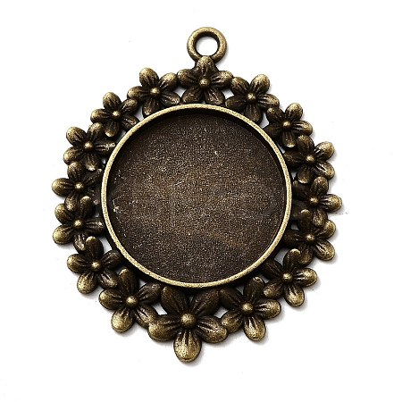 Vintage Tibetan Style Alloy Flower Pendant Cabochon Bezel Settings TIBEP-M018-65AB-NF-1
