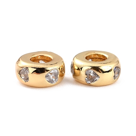 Brass Micro Pave Clear Cubic Zirconia Beads ZIRC-P091-01B-G-RS-1