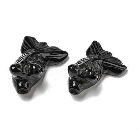 Natural Obsidian Carved Healing Goldfish Figurines DJEW-D012-08K-1