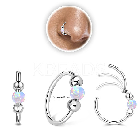 316L Surgical Stainless Steel & Cat Eye Ball Hoop Nose Rings WG275C7-04-1