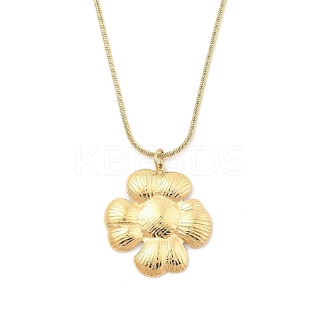 304 Stainless Steel Flower Pendant Round Snake Chain Necklaces NJEW-H044-07G-1